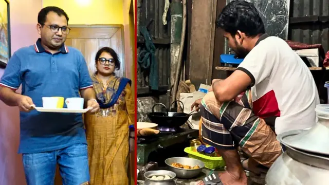 ঘরের কাজে অংশ নেন এমন দুজন পুরুষ